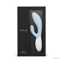 LELO INA 3 Rechargeable Dual Stimulator Seafoam displayed in elegant packaging, showcasing its luxurious design.