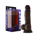 Shaft Model A 7.5 Inch Dual Density Silicone Dildo Mahogany in packaging, featuring realistic design and Flexiskin silicone.