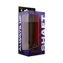 Shaft Model A 9.5 inch Dual Density Silicone Dildo with Balls Mahogany in packaging.