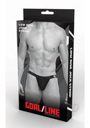 Goal Line Low Rise Jockstrap Black Small Medium packaging showcasing stylish design and low rise fit.