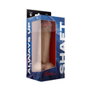 Shaft Model C 9.5 inch Dual Density Silicone Dildo with Balls Pine packaging display on a colorful background.
