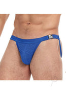 Goal Line Low Rise Jockstrap Blue Large XLarge on a male model showcasing a fit physique.