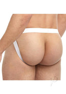 Goal Line Low Rise Jockstrap White Small Medium on a male model showcasing a modern athletic style.