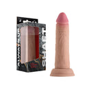 Shaft Model J 6.5 Inch Dual Density Silicone Dildo Pine in packaging, showcasing its lifelike design and silicone material.