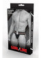 Goal Line Class Jockstrap Large XLarge Black packaging display with model wearing it.