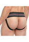 Goal Line Class Jockstrap Large XLarge Black showcasing elastic waistband and thigh straps from the back.