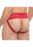 Goal Line Classic Jockstrap Red Large XLarge showcased from the back on a model, highlighting its sporty design.