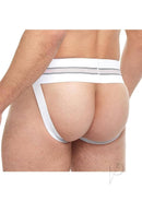 The Goal Line Classic Jockstrap White Large XLarge shown from the back, highlighting the supportive waistband and design.