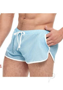 Goal Line Side Split Mesh Booty Shorts Blue Large XLarge showcased on a male model, highlighting side split design.