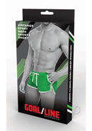 Goal Line Side Split Mesh Booty Shorts Green Large XLarge packaging featuring athletic design and bold colors.