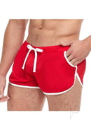 Goal Line Side Split Mesh Booty Shorts Small Medium Red featuring a stylish design and breathable mesh fabric.