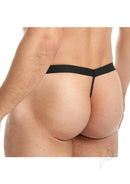 Lace King Lace G String Black Large XLarge showcasing a bold design from the back view on a male model.