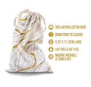 The Collection Embrace Cotton Toy Storage Bag features a natural cotton design with a drawstring tie closure for easy organization.