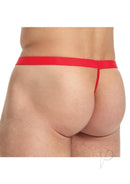 Lace King Lace G String Large XLarge Red from the back view, showcasing its minimal coverage and bold design.