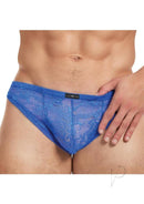 Lace King Lace Thong for Men S M Blue showcasing a confident fit and sensual lace design.