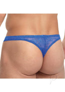 Lace King Lace Thong for Men S M Blue showcasing a sensual design with premium lace in blue color.