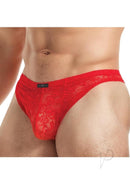 Lace King Lace Thong for Men L XL Red showcasing premium lace design and bold style.