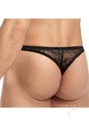 Lace King Lace Bikini Medium Large Black showcasing a low-rise Brazilian cut from the back, designed for bold style and comfort.