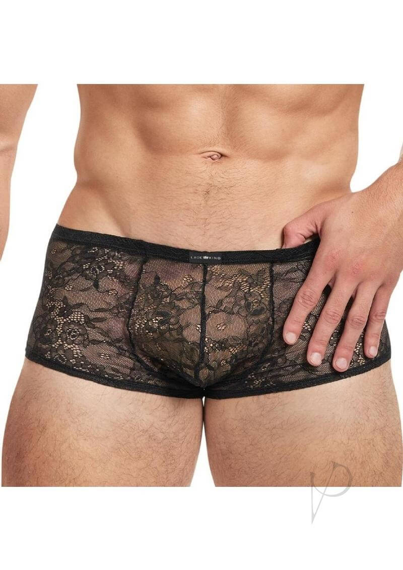 Lace King Lace Trunks Small Medium Black showcasing a stylish design in premium lace, perfect for confident men.