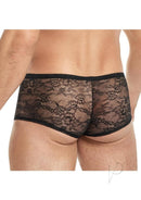 Lace King Lace Trunks Small Medium Black - stylish men's lace underwear from the rear view.
