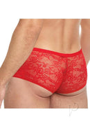Lace King Lace Trunks Large XLarge Red featuring semi-sheer lace fabric for the modern man.