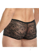Lace King Low Rise Lace Boxers Black Large XLarge featuring a sleek lace design for men, back view showcasing luxury and comfort.