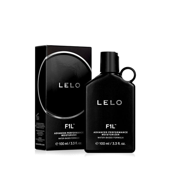 LELO F1L Water Based Advanced Performance Moisturizer 100 ml in sleek bottle and box packaging.