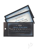 Oral Adventures For Him Sex Coupons featuring playful redeemable scenarios for intimate gifting.