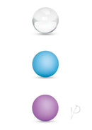 Bodywand Squeeze Mix and Match Kegel Silicone Weighted Set with transparent, blue, and purple balls.