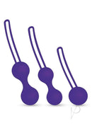 Bodywand Squeeze 3 Piece Silicone Kegel Training Set includes three purple weighted training balls for pelvic floor exercises.