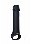 Zolo 8 Inch Vibrating Silicone Penis Extender Black for enhancing intimate play and delivering powerful vibrations.