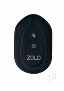 Zolo 8 Inch Vibrating Silicone Penis Extender Black remote control for vibration settings.