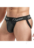 Cruze High Bar Jockstrap With Cock Ring Black Large XLarge on model showcasing its stylish design and comfort.