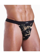 Fundies Gi Jock With Dog Tag Necklace OS Camouflage showcasing a man wearing a camouflage jockstrap.