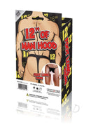Fundies Foot Long Thong With Paper Ruler OS Black packaging featuring a playful design and humorous elements.