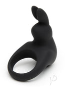 Happy Rabbit rechargeable cock ring in black with vibrating ears for enhanced pleasure and stimulation.
