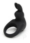 Happy Rabbit rechargeable cock ring in black with vibrating ears for enhanced pleasure and stimulation.