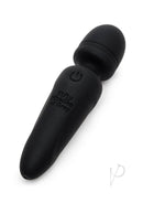 Fifty Shades of Grey Sensation Recharge Mini Wand vibrator in sleek black silicone with 20 vibration modes for intense pleasure.