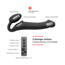 Strap-on-me Vibrating Bendable Strapless Strap-on Black XL features, including G-spot, clitoral, vaginal, and anal stimulation.