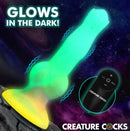 Creature Cocks Astro Cock Vibrating Glow-in-the-Dark Dildo glowing in dark with remote control