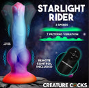 Creature Cocks Astro Cock Vibrating Glow-in-the-Dark Dildo showcasing the Starlight Rider with remote control features.