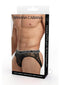 Banana Cabana Lace Nights Open Back Brief Medium Large Black packaging with model display.