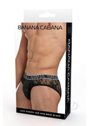 Banana Cabana Lace Nights Low Rise Brief Black Medium Large packaging display