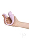 Hand holding Svakom Phoenix Neo 2 Lavender APP-Controlled G-Spot Vibrator with ergonomic design and ridged head for enhanced stimulation