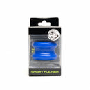 Sport Fucker Muscle Ball Stretcher Blue Tpe packaged in a clear box, showcasing its unique design and color.