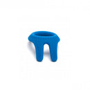Sport Fucker Cockpit Silicone Cock Ring Blue shown in a close-up view, highlighting its ergonomic design and soft material.