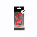 Sport Fucker Enigma Silicone Cock Ring Red packaging featuring a red silicone cock ring for enhanced pleasure.