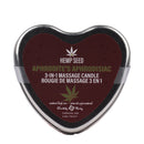 Hemp Seed 3-in-1 Valentines Day Aphrodite's Aphrodisiac 4 Oz massage candle in a heart-shaped tin.