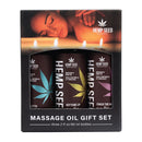 Hemp Seed Valentine '25 Massage Oil Trio Gift 2 Oz in a beautifully presented gift box with three 2 oz bottles.