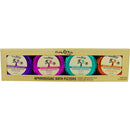 Earthly Body at Night Bath Fizzer Aphrodisiac Set featuring four colorful bath fizzers in a decorative box.